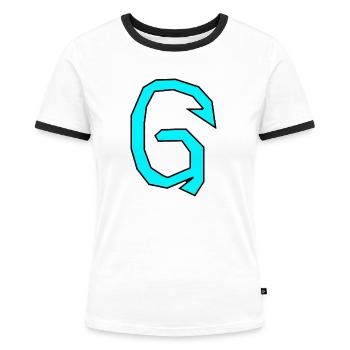 G - Just a letter! - by YoshiArt - Women's Ringer T-Shirt - white/black - Front - Selfina (174cm)