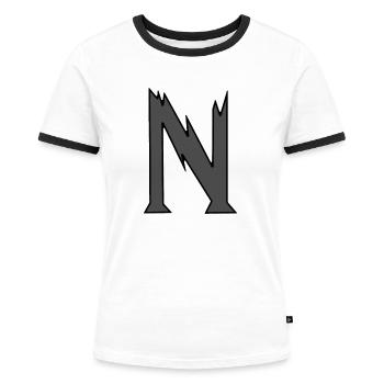 N - Just a letter! - by YoshiArt - Women's Ringer T-Shirt - white/black - Front - Selfina (174cm)