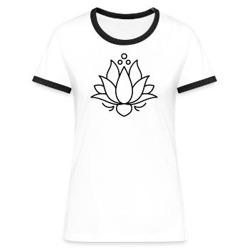 Lotusblute Buddhismus - Frauen Kontrast-T-Shirt - Weiß/Schwarz - Vorne - Selfina (174cm)