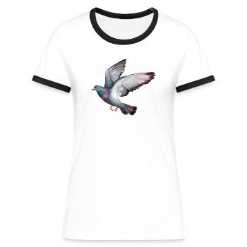 pigeon vole - T-shirt contrasté Femme - blanc/noir - Devant - Selfina (174cm)