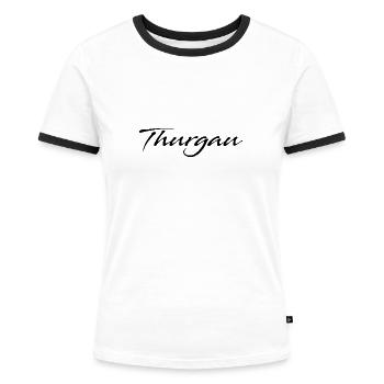 Thurgau - Frauen Kontrast-T-Shirt - Weiß/Schwarz - Vorne - Selfina (174cm)