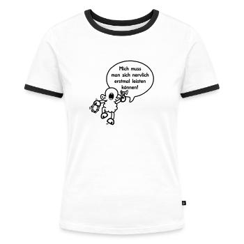 Sheepworld - Nerven - Frauen Kontrast-T-Shirt - Weiß/Schwarz - Vorne - Selfina (174cm)
