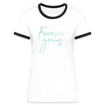 Forever Young Girl Power Woman Queen - T-shirt contrasté Femme - blanc/noir - Devant - Selfina (174cm)