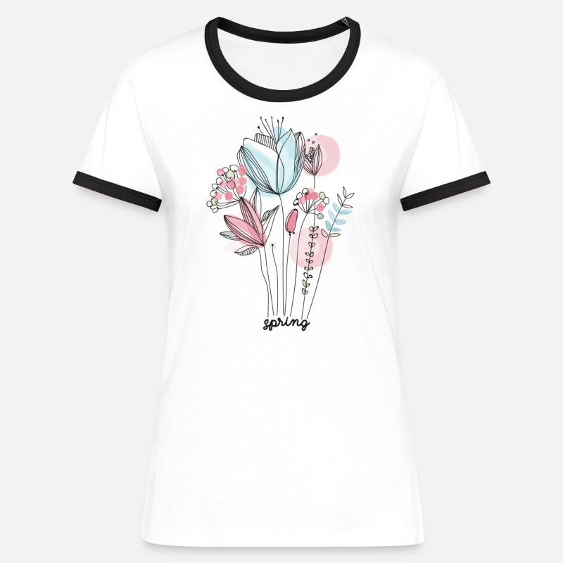 Spring Flower Power - Women's Ringer T-Shirt - white/black