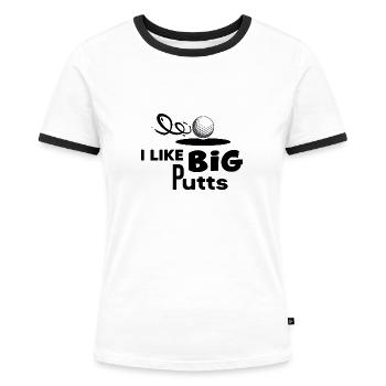 Golf Golfsport Golf-Putts Golfspieler Golfplatz - Frauen Kontrast-T-Shirt - Weiß/Schwarz - Vorne - Selfina (174cm)