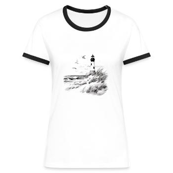 Leuchtturm - Frauen Kontrast-T-Shirt - Weiß/Schwarz - Vorne - Selfina (174cm)