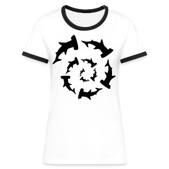 sharks 3 - Women's Ringer T-Shirt - white/black - Front - Selfina (174cm)