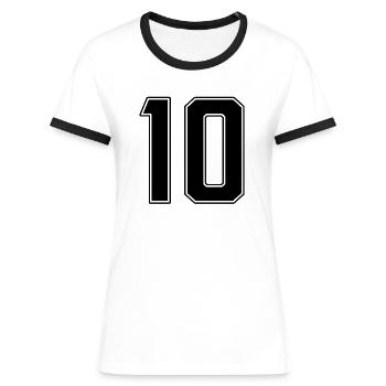 10 Jahre Nummer Trikot 10 - Frauen Kontrast-T-Shirt - Weiß/Schwarz - Vorne - Selfina (174cm)
