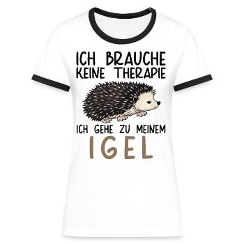 Lustiges Afrikanischer Weißbauchigel Igel Kostüm - Frauen Kontrast-T-Shirt - Weiß/Schwarz - Vorne - Selfina (174cm)