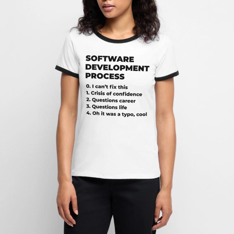 Software Development Process Programmer Coder Nerd Frauen Kontrast-T-Shirt