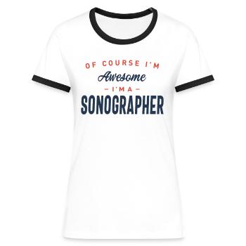 Échographiste Emploi Profession Birthday Worker - T-shirt contrasté Femme - blanc/noir - Devant - Selfina (174cm)