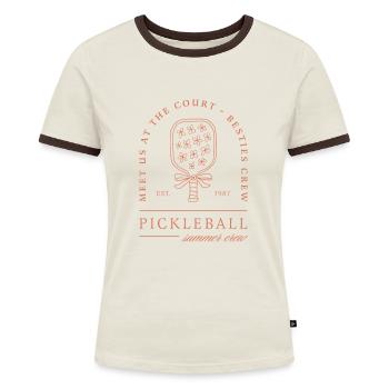 Pickleball été amies filles crew fleurs aesthetic - T-shirt contrasté Femme - bleu/blanc - Devant