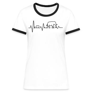 Heartbeat Elephant Love Africa Safari Elephant - Women's Ringer T-Shirt - white/black - Front - Selfina (174cm)