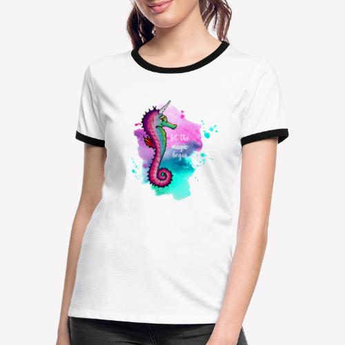 Seahorse-Unicorn - Kontrast-T-skjorte for kvinner