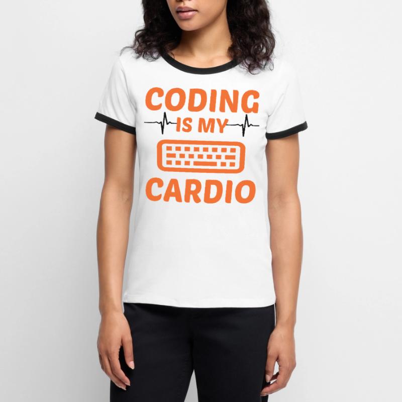 Coding Is My Cardio Programming Coder Computer Gee Frauen Kontrast-T-Shirt