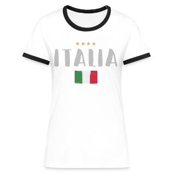 Italien Fußball Fan Trikot Flagge - Frauen Kontrast-T-Shirt - Weiß/Schwarz - Vorne - Selfina (174cm)