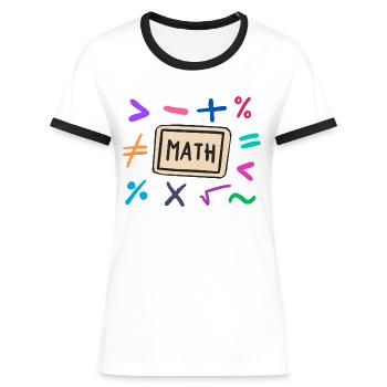 Mathe Symbole für Schüler und Eltern - Frauen Kontrast-T-Shirt - Weiß/Schwarz - Vorne - Selfina (174cm)