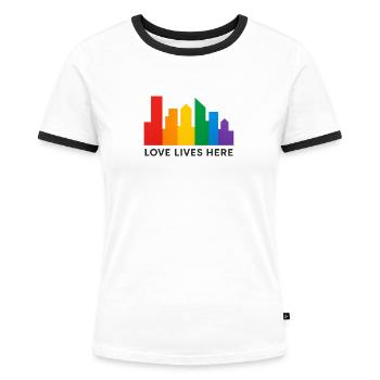Rainbow Skyline Pride - Frauen Kontrast-T-Shirt - Weiß/Schwarz - Vorne - Selfina (174cm)