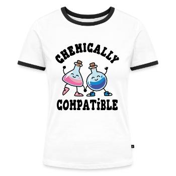 Fiole en verre chimique chimiquement compatible - T-shirt contrasté Femme - blanc/noir - Devant - Selfina (174cm)