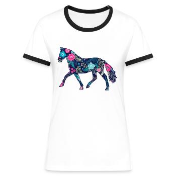 horse gift horses - Women's Ringer T-Shirt - white/black - Front - Selfina (174cm)