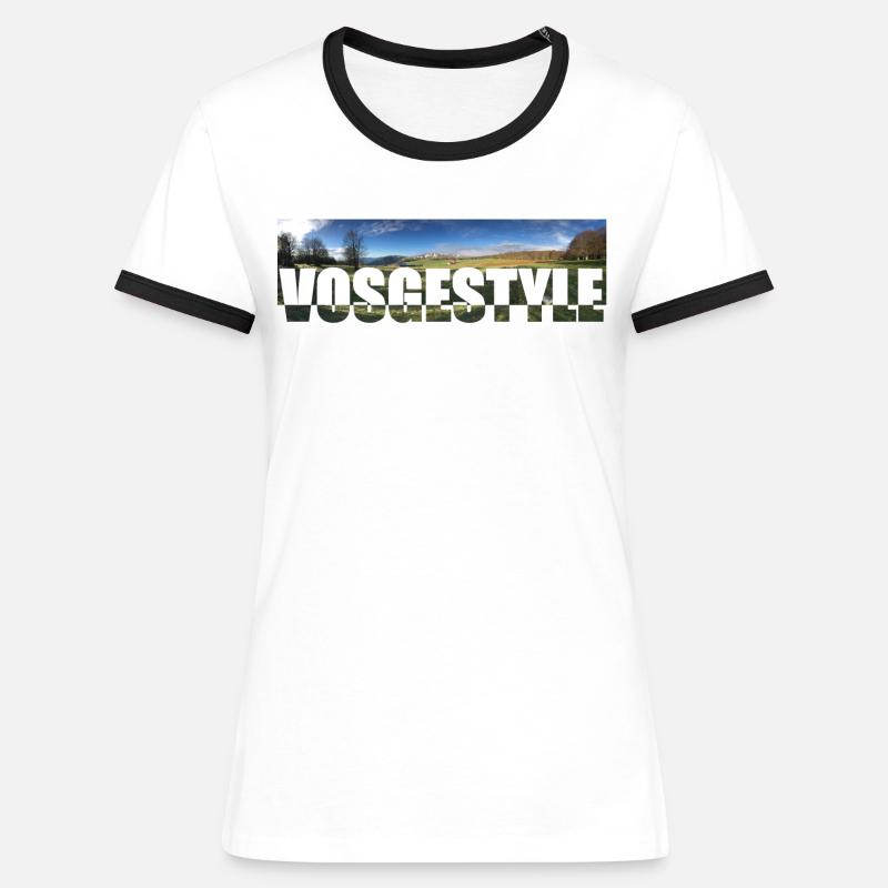 Vosgestyle Letters - Women's Ringer T-Shirt - white/black