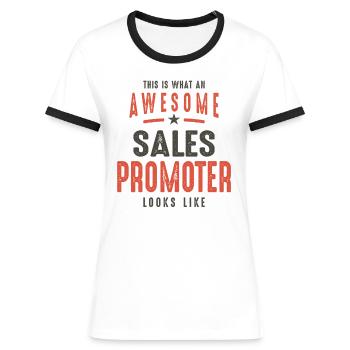 Funny Awesome Sales Promoter Job Occupation - Women's Ringer T-Shirt - white/black - Front - Selfina (174cm)