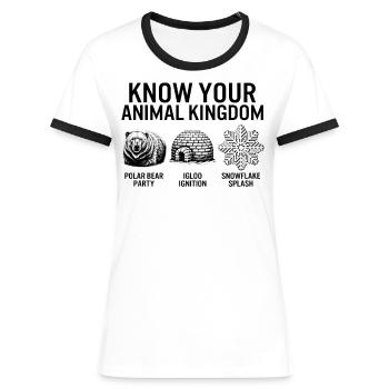 Chemise d’hiver, connaissez votre règne animal ours polaire - T-shirt contrasté Femme - blanc/noir - Devant - Selfina (174cm)
