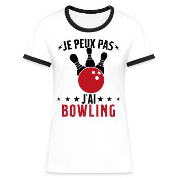 Je Peux Pas J'ai Bowling - T-shirt contrasté Femme - blanc/noir - Devant - Selfina (174cm)