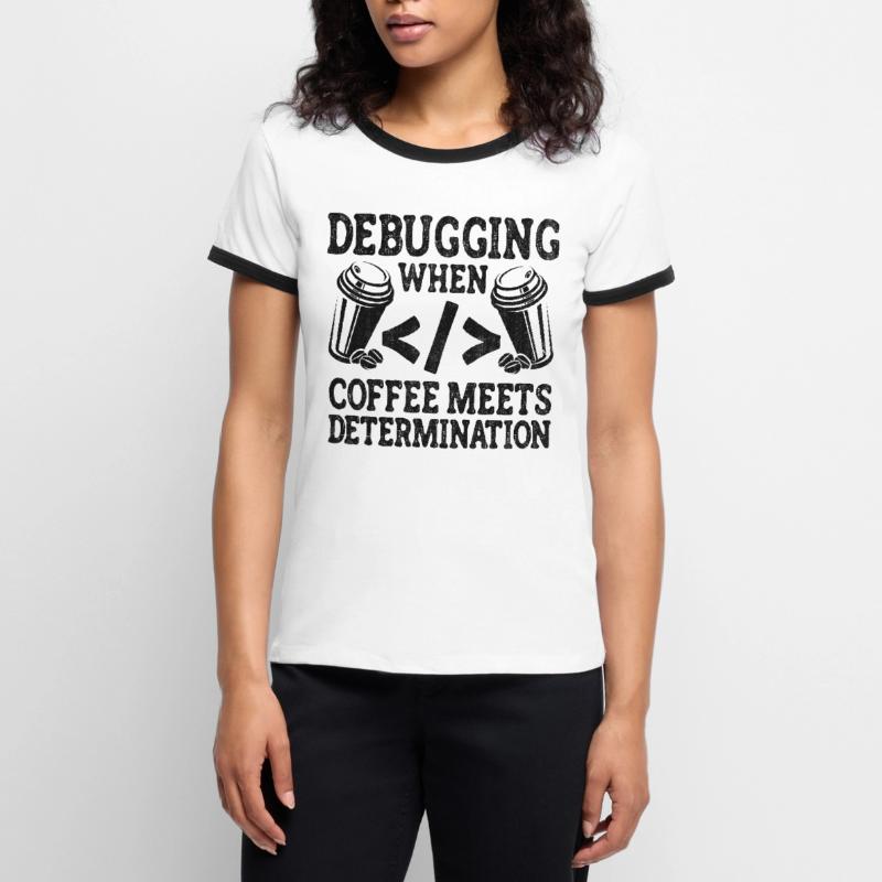 Kaffee-Codierung Programmierer Programmierer Entwickler Nerd Coff Frauen Kontrast-T-Shirt