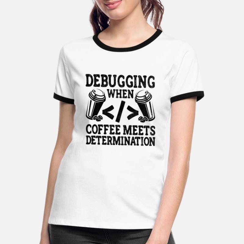 Kaffee-Codierung Programmierer Programmierer Entwickler Nerd Coff Frauen Kontrast-T-Shirt