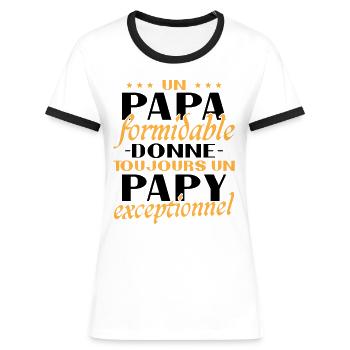 Ein toller Papa - Außergewöhnliches Opa-Geschenk - Frauen Kontrast-T-Shirt - Weiß/Schwarz - Vorne - Selfina (174cm)