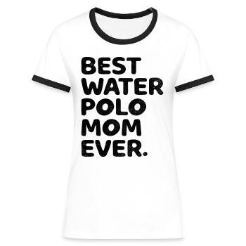 Beste Wasserball-Mutter aller Zeiten Aquatic Polo Spielerin Mothe - Frauen Kontrast-T-Shirt - Weiß/Schwarz - Vorne - Selfina (174cm)