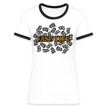 Vie rapide - T-shirt contrasté Femme - blanc/noir - Devant - Selfina (174cm)
