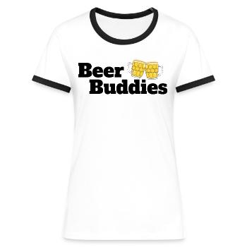 Beer Buddies - Frauen Kontrast-T-Shirt - Weiß/Schwarz - Vorne - Selfina (174cm)