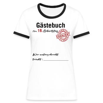 Gästebuch mein 18. Geburtstag - Frauen Kontrast-T-Shirt - Weiß/Schwarz - Vorne - Selfina (174cm)