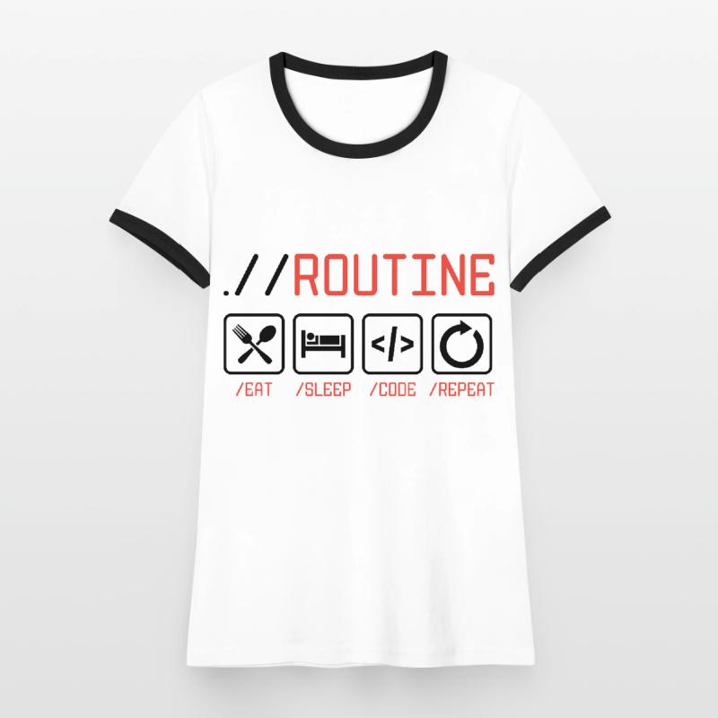 Routine Eat Sleep Code Repeat Software Developer C Frauen Kontrast-T-Shirt