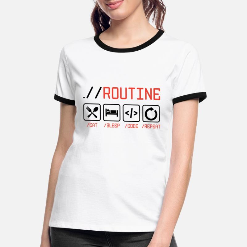 Routine Eat Sleep Code Repeat Software Developer C Frauen Kontrast-T-Shirt