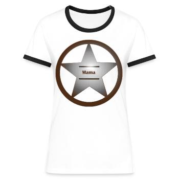 Mama Sheriff - Frauen Kontrast-T-Shirt - Weiß/Schwarz - Vorne - Selfina (174cm)