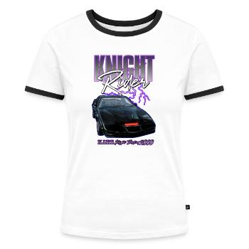 Knight Rider KITT Knight Industry 2000 - T-shirt contrasté Femme - blanc/noir - Devant - Selfina (174cm)