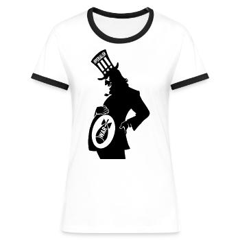 impérialisme - T-shirt contrasté Femme - blanc/noir - Devant - Selfina (174cm)