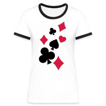 Spielkarten - Frauen Kontrast-T-Shirt - Weiß/Schwarz - Vorne - Selfina (174cm)