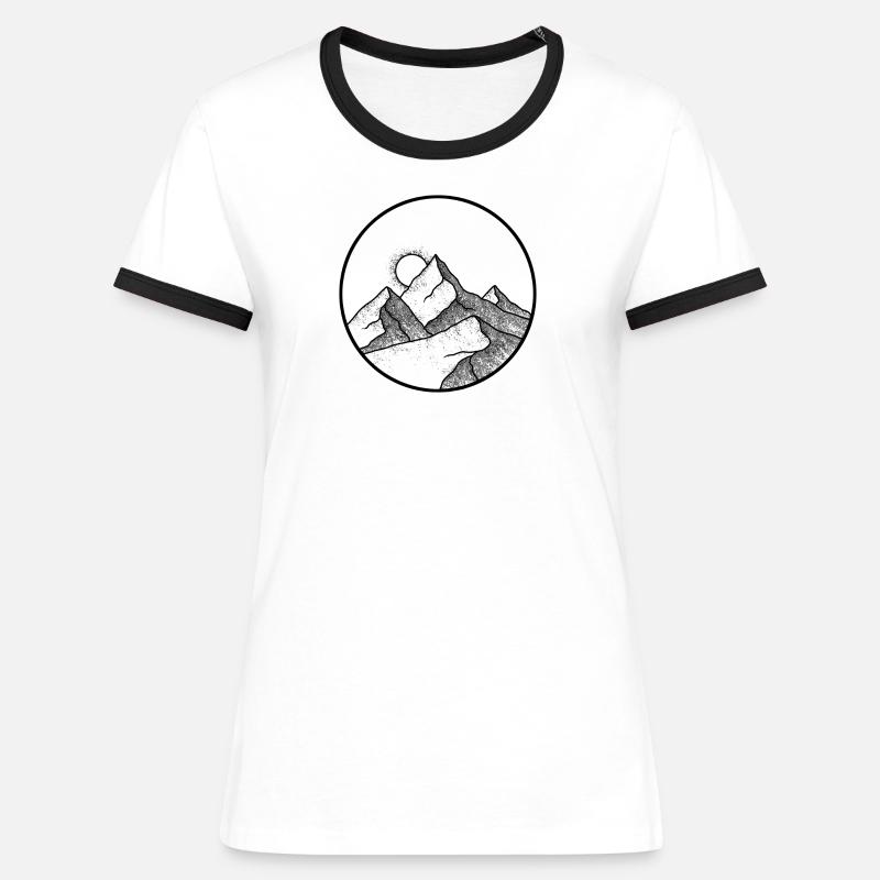 Mountain pattern - mountain logo - mountain symbol - Women's Ringer T-Shirt - white/black