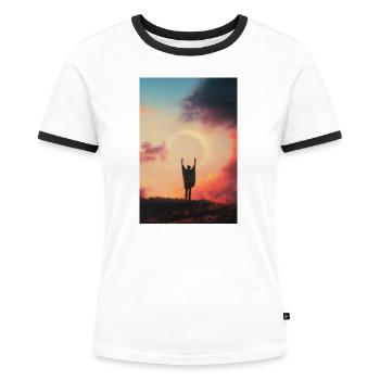 Anbeten - Frauen Kontrast-T-Shirt - Weiß/Schwarz - Vorne - Selfina (174cm)