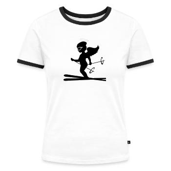 Heavenly skiers - Women's Ringer T-Shirt - white/black - Front - Selfina (174cm)