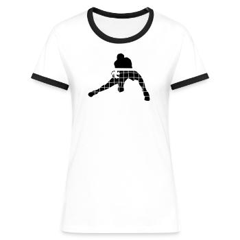Volleyball - Women's Ringer T-Shirt - white/black - Front - Selfina (174cm)