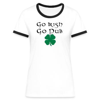 St Patricks Day Pub Irland irisch - Frauen Kontrast-T-Shirt - Weiß/Schwarz - Vorne - Selfina (174cm)