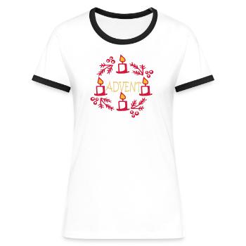 Advent - Frauen Kontrast-T-Shirt - Weiß/Schwarz - Vorne - Selfina (174cm)