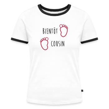 Onkel / Tante / Vetter / Cousin / Kusine - Frauen Kontrast-T-Shirt - Weiß/Schwarz - Vorne - Selfina (174cm)