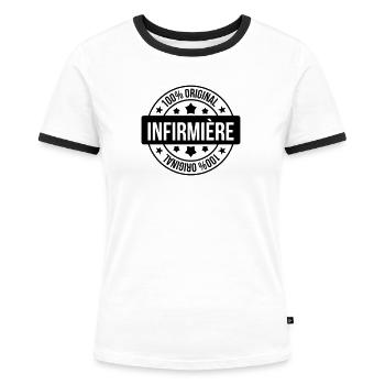 Nurse PKrankenschwester Infirmier Infirmière - Women's Ringer T-Shirt - white/black - Front - Selfina (174cm)