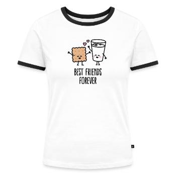 Best friends forever - Frauen Kontrast-T-Shirt - Weiß/Schwarz - Vorne - Selfina (174cm)